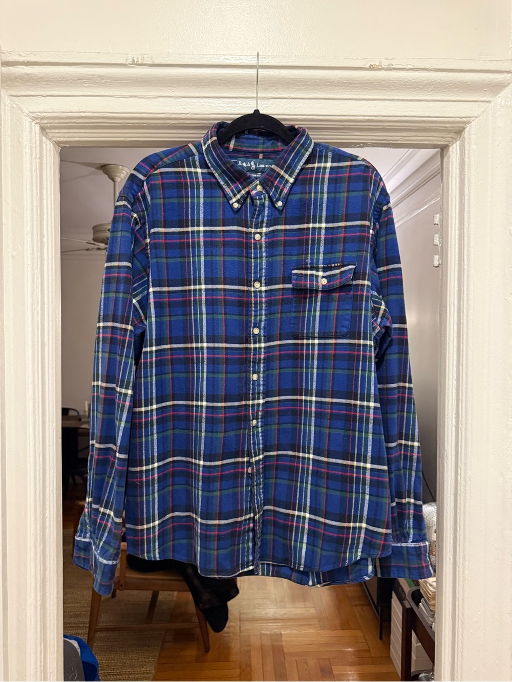 Ralph Lauren Men's Blue Green Plaid Button-Down Shirt